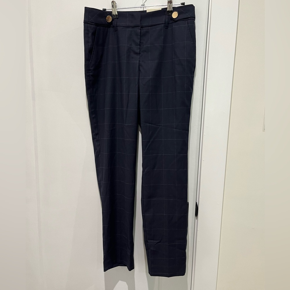 Laura Petite Navy Blue Plaid Pants